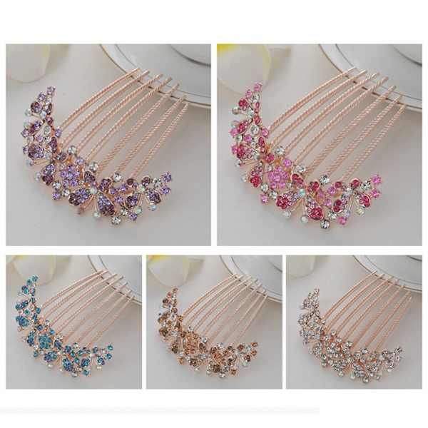 Rhinestone Hårklämma Blomma Hårkam ROSA pink