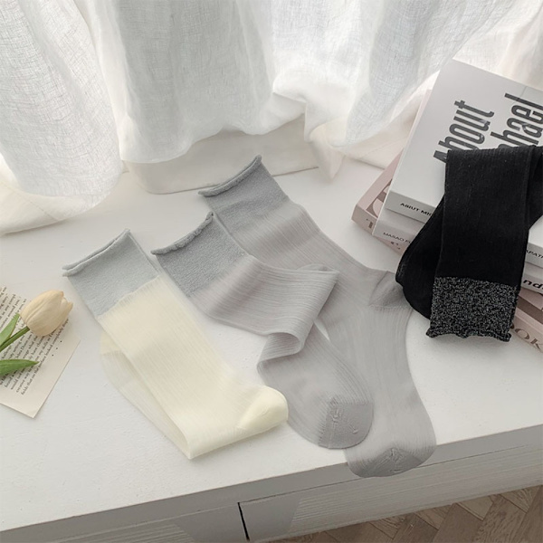 Silvertråd Lolitastrumpor Tunna Damstrumpor VIT White