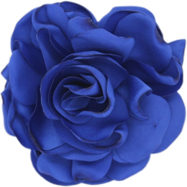 Stoff Stor Rose Blomst Brosje Blomster Brosje MØRK BLÅ dark blue