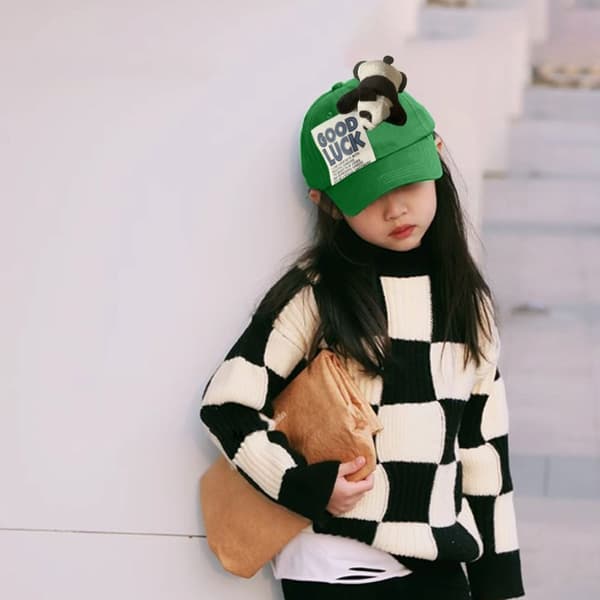 Panda Hatt Baseball Caps GUL BARN BARN Yellow Kid-Kid
