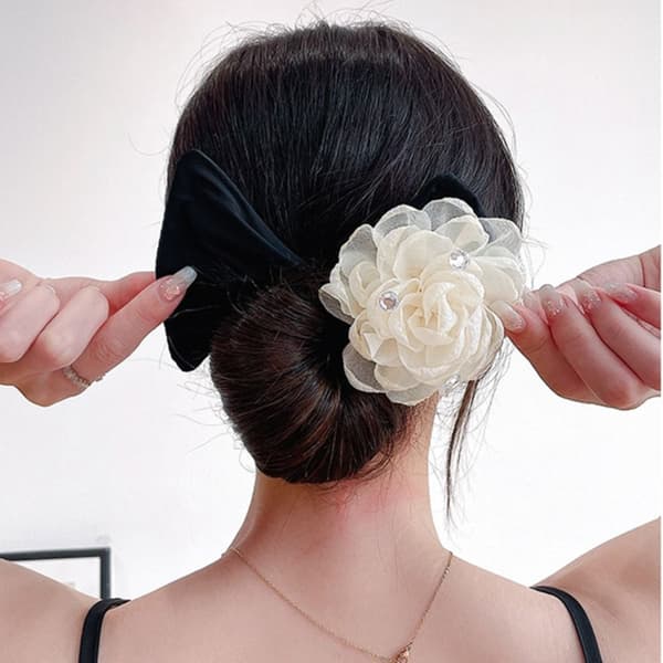 Hårknold Maker Blomster Hårklemme SORT black