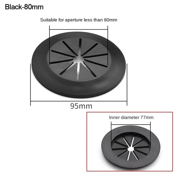 Trådhulsdæksel Computergennemføring SORT 80MM black 80mm