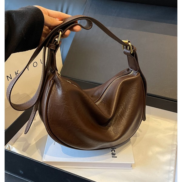 PU-nahkainen Crossbody Laukku Suuri tilavuus Olkalaukku VAALEENRUSKEA Light Brown