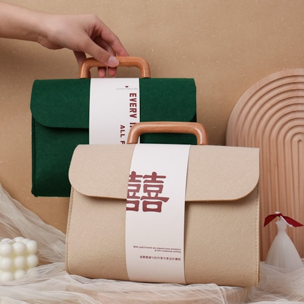 Filt mulepose Bryllupshåndtaske BEIGE M beige M