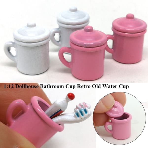 Dukkehus Baderomstilbehør Retro Munnkopp ROSA Pink