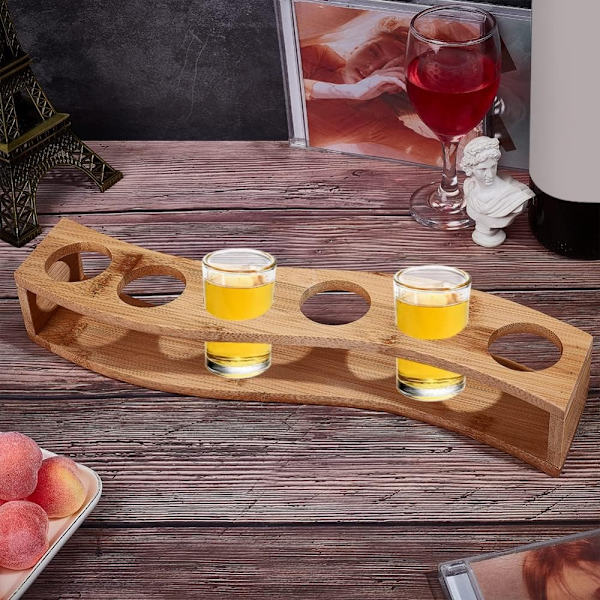 Shot Glass Pidike Shot Glass tarjotin PUU-KIERRÄTTY Wood-Crooked