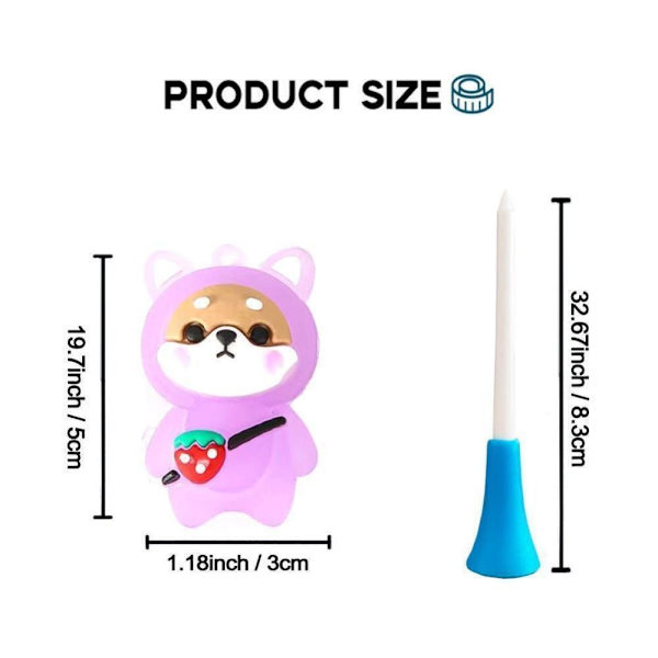 Golf Gummi Tees Forhindrer Golf Tap Holder Shiba Inu Ball Sete