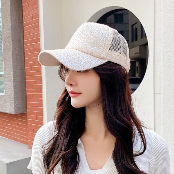 Baseballcaps med paljetter, krystall silke solhatt, GRÅ grey