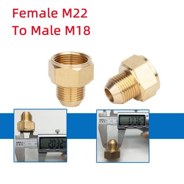 1 stk. slangestik han-hun-adapter F22 TIL M18 F22 TIL M18 F22 to M18