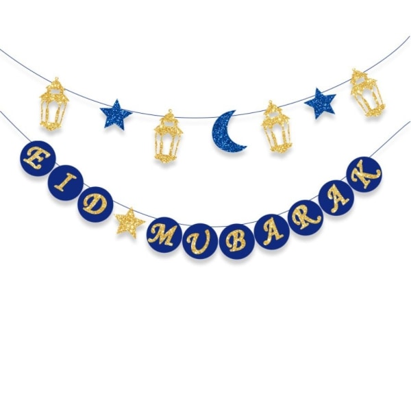 EID Mubarak Banner Ramadan Kareem Banner BLÅTT Blue