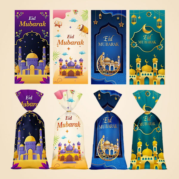 50 stk. Eid Mubarak Slikposer Eid Gavepose A A