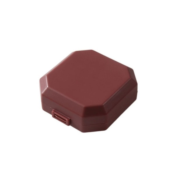 Pillfodral 6 Grids Pill Splitters VINRÖTT Wine red