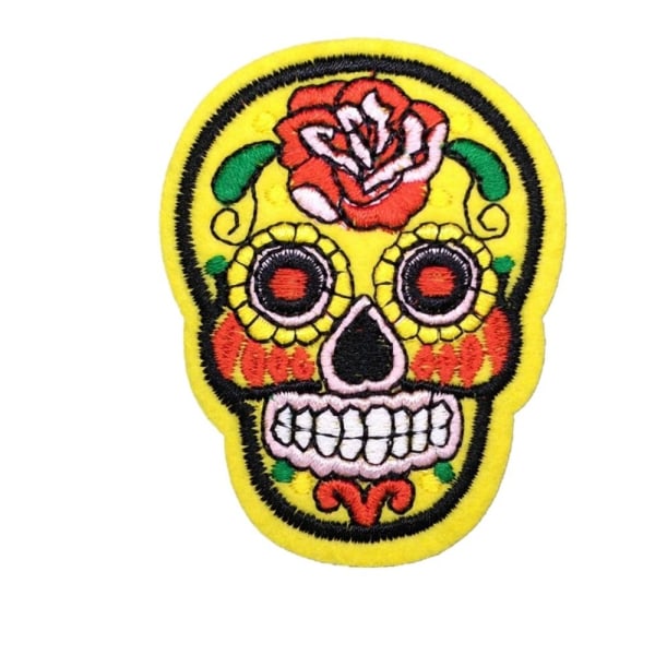 8 Stk Farve Skull Patches Skull Tøj Patch GUL yellow