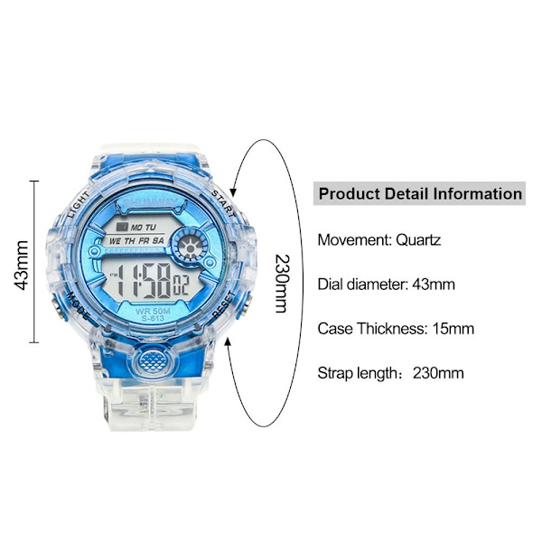Digital klokke Sport Elektronisk armbåndsur RØD red