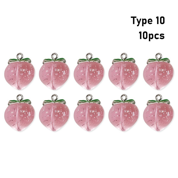 10 stk Peach Flat Resin Charms Pendant Peach Charms Frugt 10