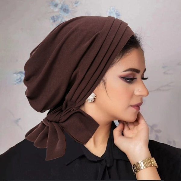 Muslimske Kvinder Hijab Motorhjelm Turban Chemo Cap KAFFE coffee