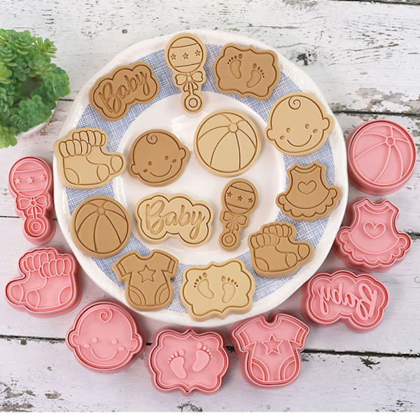 8 stk/sett Cookie Cutters Kjeksform Deigstempel DIY Baking