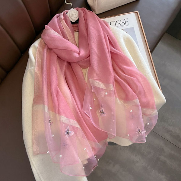 90x90cm Butterfly Brodered Scarf Siden Scarf 2 2 2