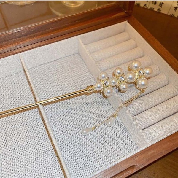 Hair Fork Pearl Päähineet Hius Chopsticks Cross Pearl Hairpin