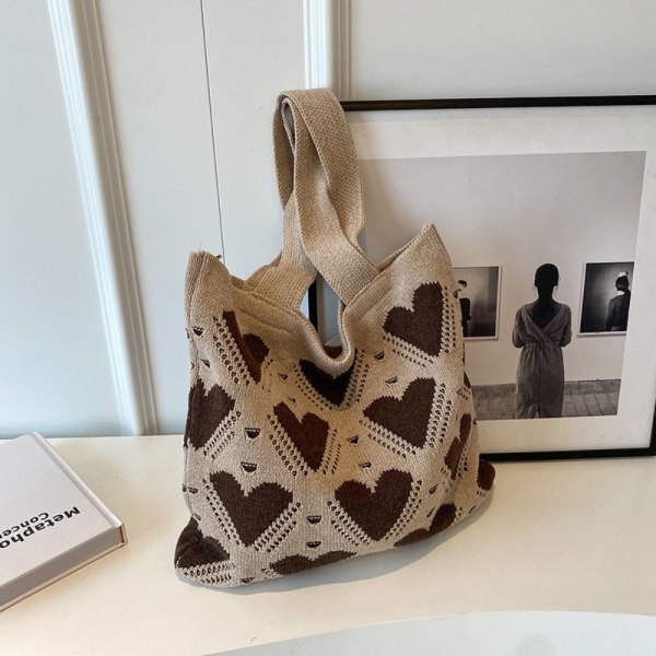 Virkad tygväska Y2K Axelväska KHAKI Khaki