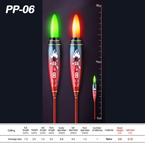 Elektronisk Fiskeflåde Light Float GREEN LIGHT PP-06 PP-06 Green Light PP-06-PP-06