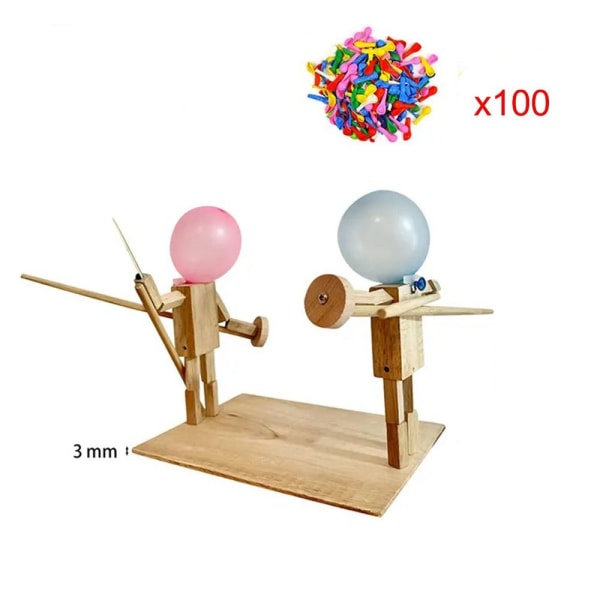 Balloon Bamboo Man Battle Wooden Bots -taistelupeli 3mm-100xBalloon