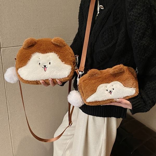 Reppu Pehmo Doll Olkalaukku RUSKEA PYÖREÄ Brown Circular-Circular