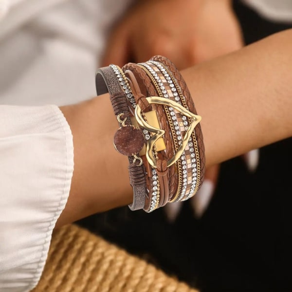 Bohemian Multilayer Armband Handgjort flätat armband SILVER Silver