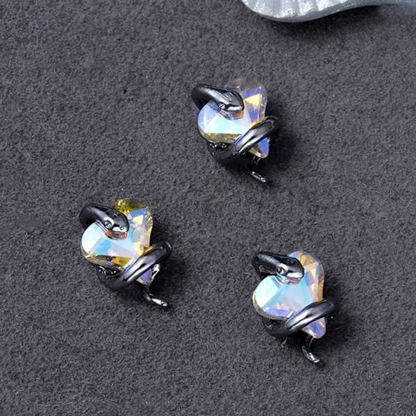 10st Snake Nail Charms Snakes Nails Gems GRÅ grey