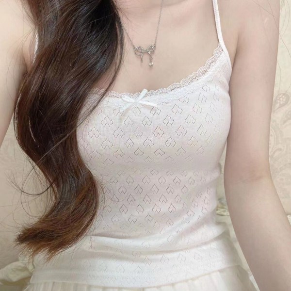 White Lace Camisole Chic Cropped Tops M M