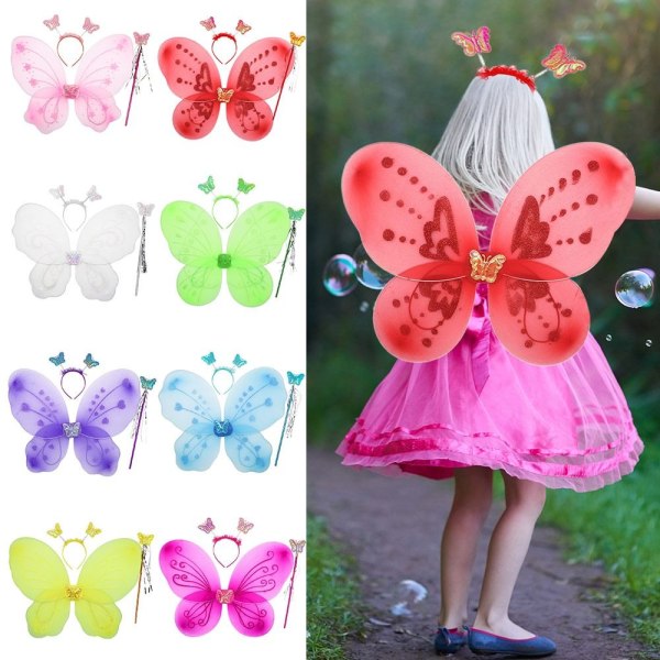 Børne sommerfugle pandebånd Wings Prinsesse kostume sæt 09 09 09