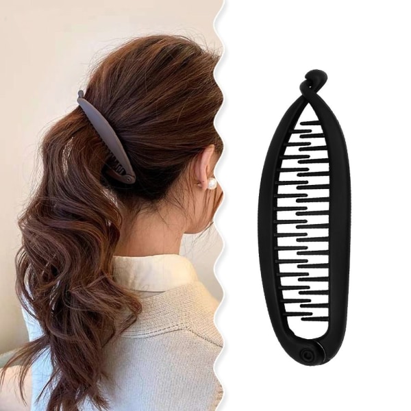 Fiskeformet Hårnål Hestehale Banan Hårklemme KHAKI MAT MAT Khaki Matte-Matte