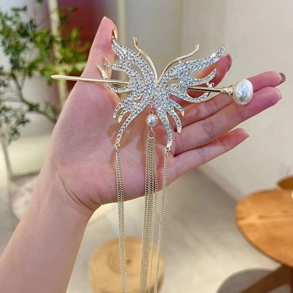 Butterfly Hair Fork Tupsu Hiuspuikko MUSTA black