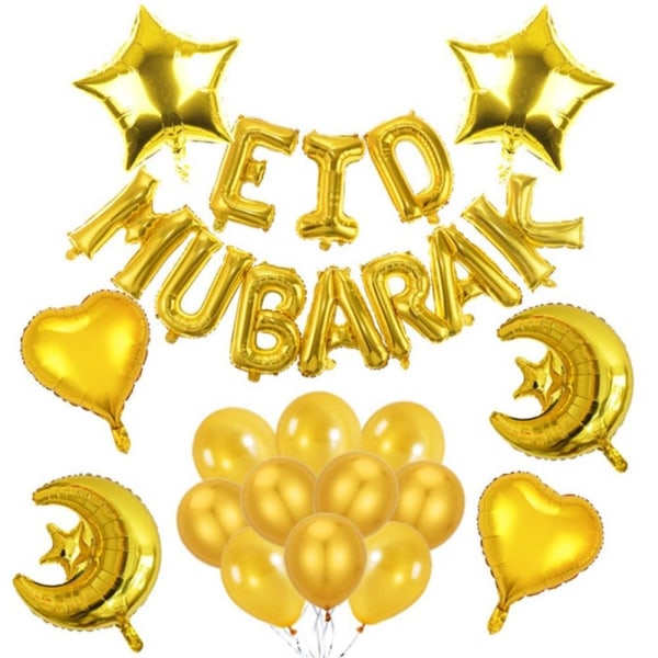 Eid Mubarak Balloner Brev Folie Balloner GULD Gold