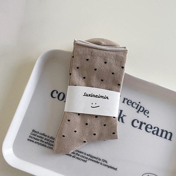 1 par Dot Print Långa strumpor Bomull Tube Strumpor KHAKI khaki