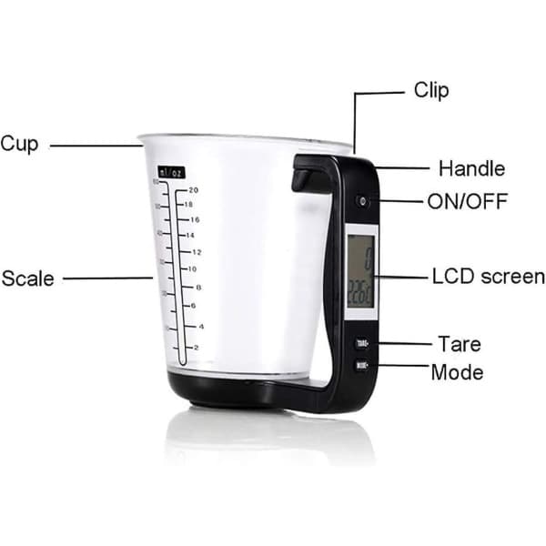 Højpræcisionsvægt, 5 kg/1 g, Baggrundsbelyst LCD-display