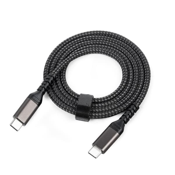 USB-C til USB-C Kabel 100W PD 5A, Sort 2m, Nylonflettet Hurtigopladning