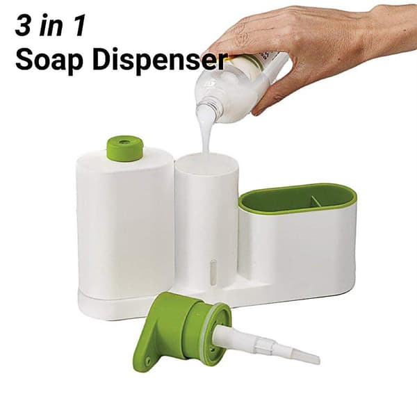 2/3 i 1 Sæbedispenser Organizer Håndsprit Vaskemiddelholder Badeværelseshylde 2-Grøn