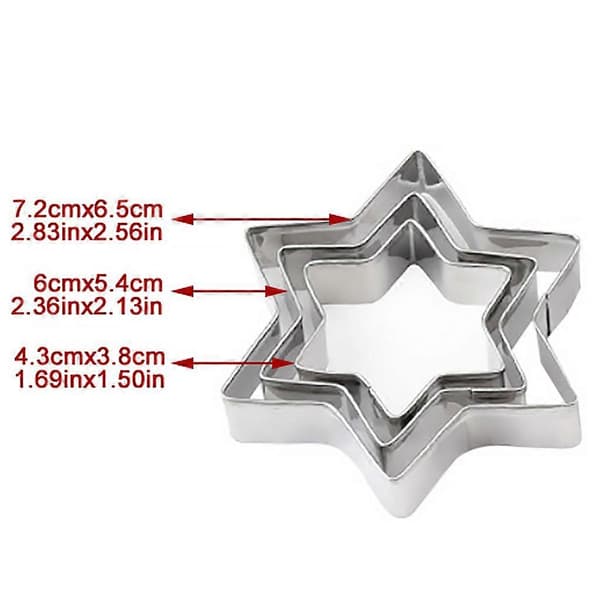 Kjeksform Kakestøpeform Rustfritt Stål Grønnsaksfrukt Kjeksutstikker silver & 3pcs Star 4.5cm 6cm 7.5cm
