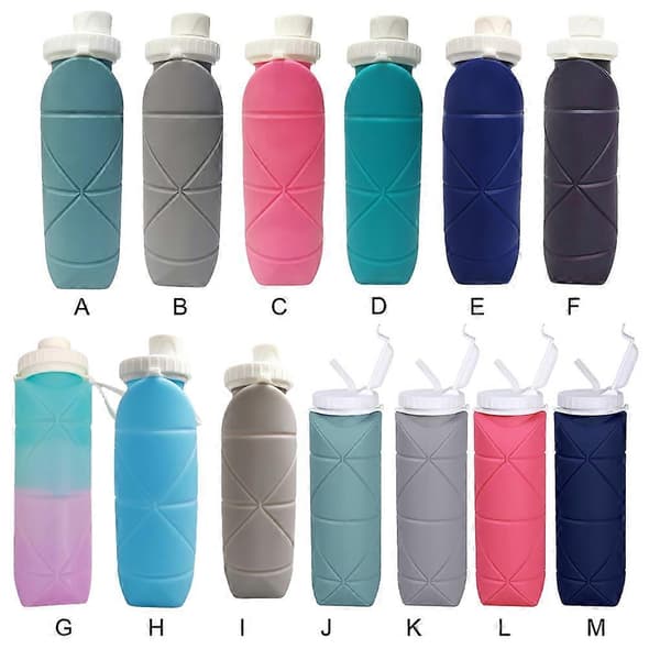 600ml Drickkopp Vikbar Mugg Läcksäker Utomhus Sport Vattenflaska för Gray 600ml/Straw