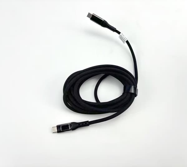 USB-C PD snabbladdningskabel 100W, svart, 3m, nylonflätad, zinklegering