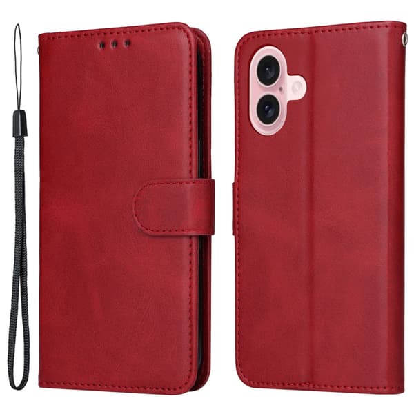iPhone 16 PU læderpung etui - Flere farver RED