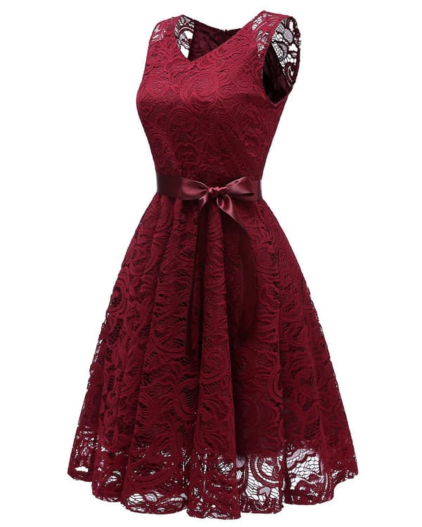 Dame cocktailkjole, blonde, elegant WINE  RED S