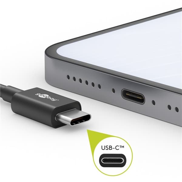 USB-C til USB-C flettet kabel 0,5 m, tekstil nylon, hurtig opladning 60W, datasynkronisering, sort grå