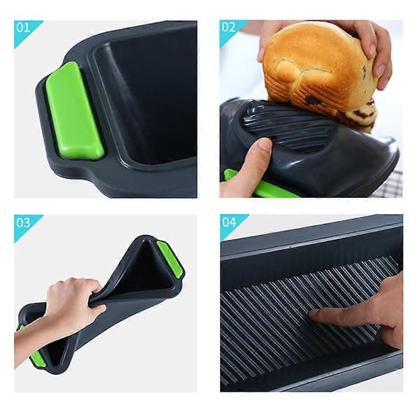 Silikone kageform rektangel non-stick brødform bageplade køkkenbageudstyr, græsgrøn