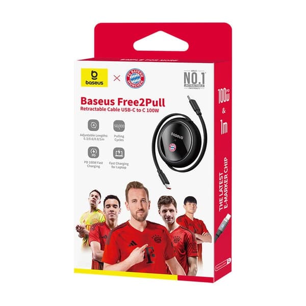 Baseus USB-C til USB-C 100W Ladekabel, Svart, 100cm, Justerbar Lengde, Hurtiglading