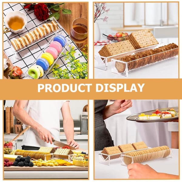 1 STK Gennemsigtig Rektangulær Kiks Display Rack Mad Dessert Bryllupskage Stand