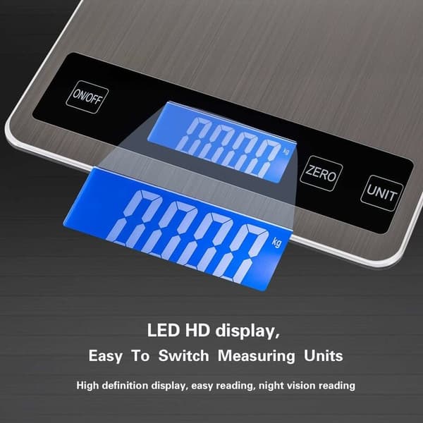 5 kg digitalvægt i rustfrit stål med LCD-display til konfekture.