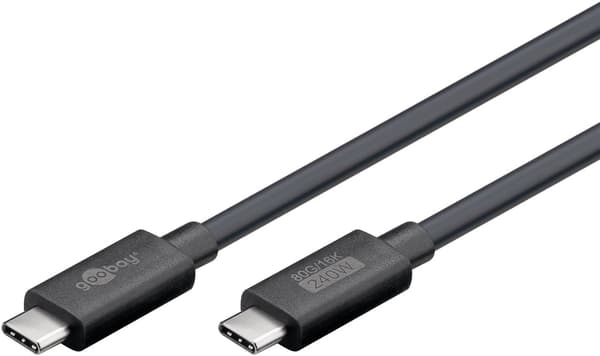 Certifierad USB-C-kabel, USB4 2.0, 1,2 m, svart, 240W, 120 Gbps, 16K, HDR