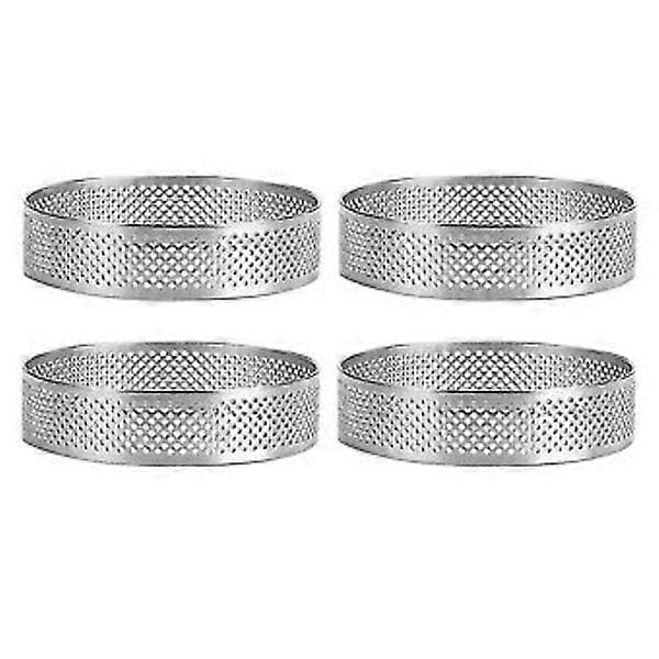 4-pakning 6 cm perforerte kakeringer i rustfritt stål